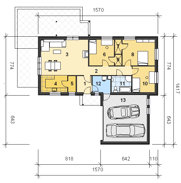 plan domu 032 - rzut parteru