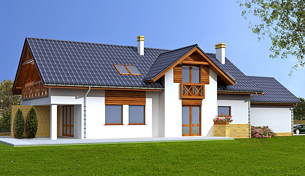 widok domu od ogrodu